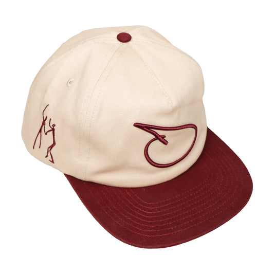 Creme & Maroon Embroidered Snapback